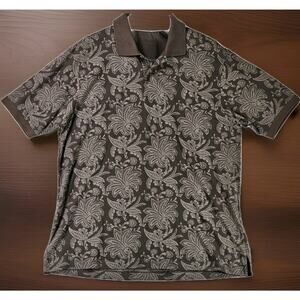 Roundtree & Yorke Weathered Men’s Brown Hawaiian Polo Short Sleeve Shirt Size L
